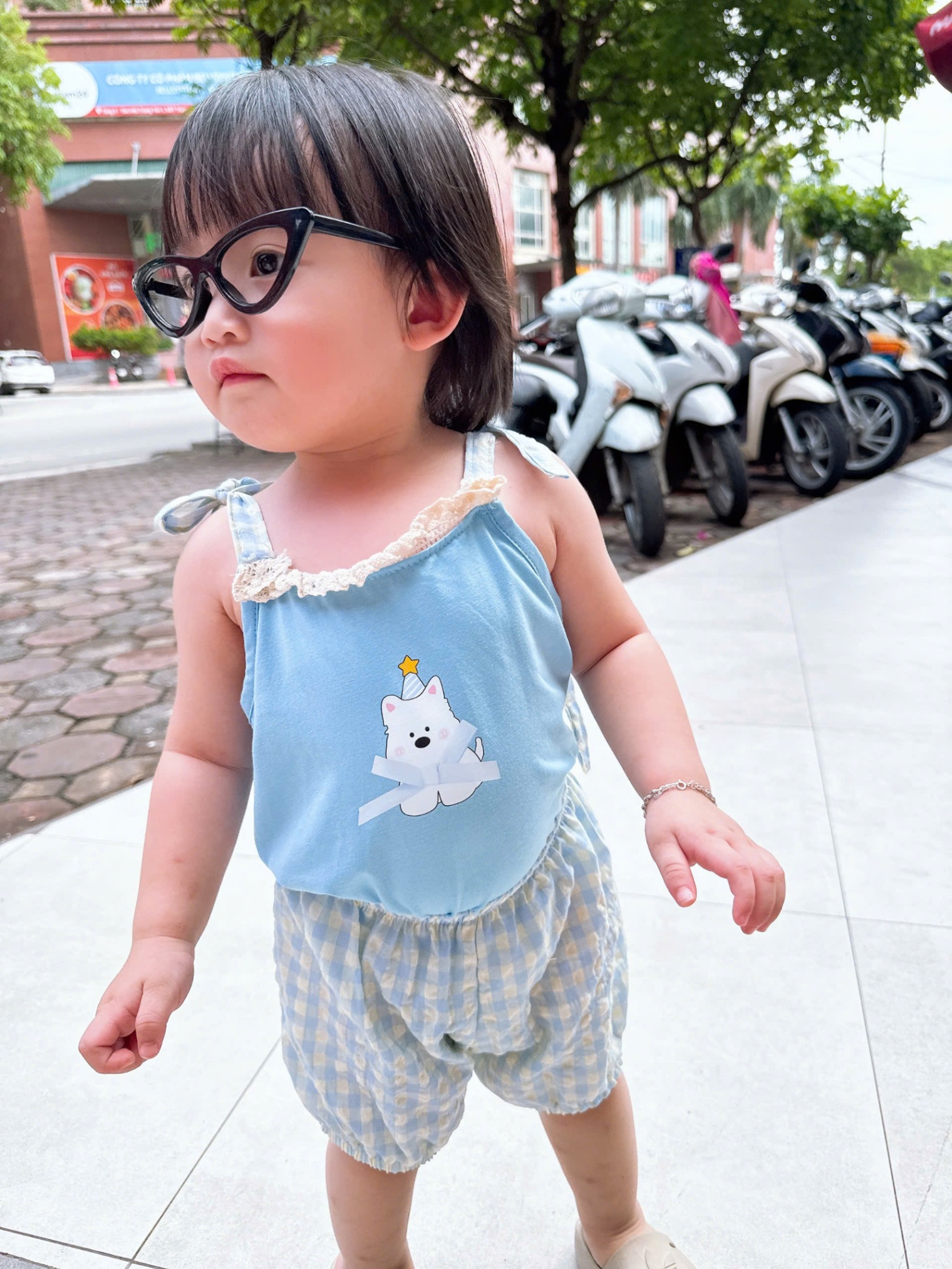 C276 - SET 2 DÂY XANH CHÓ TRẮNG QUẦN BÍ CARO