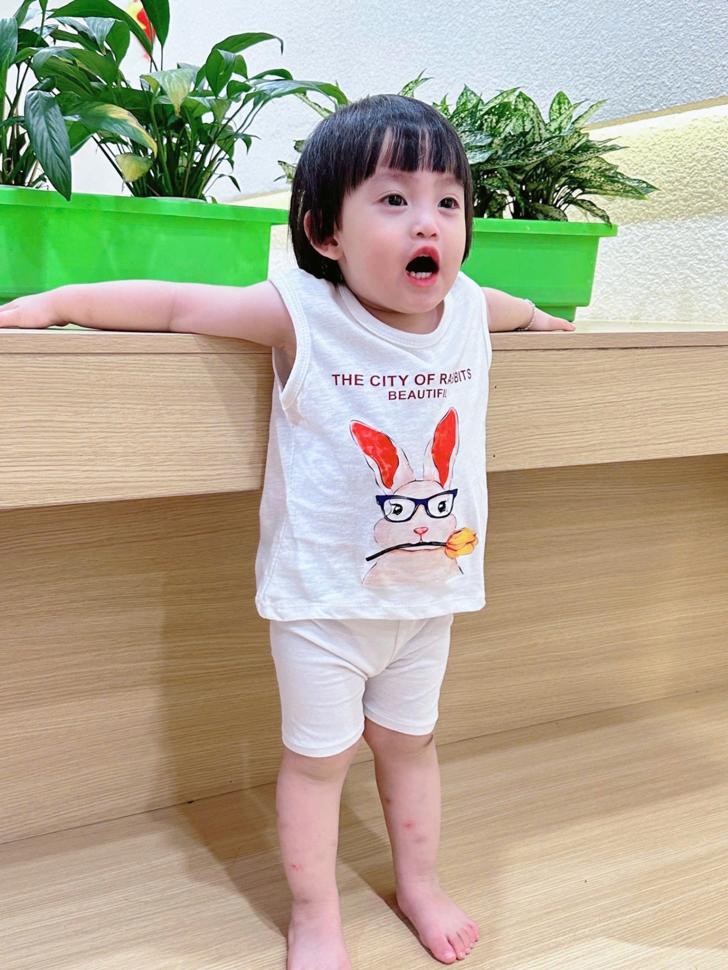 A184 - SET 4 ÁO XƯỚC THỎ CAM TRẮNG HỒNG TÍM
