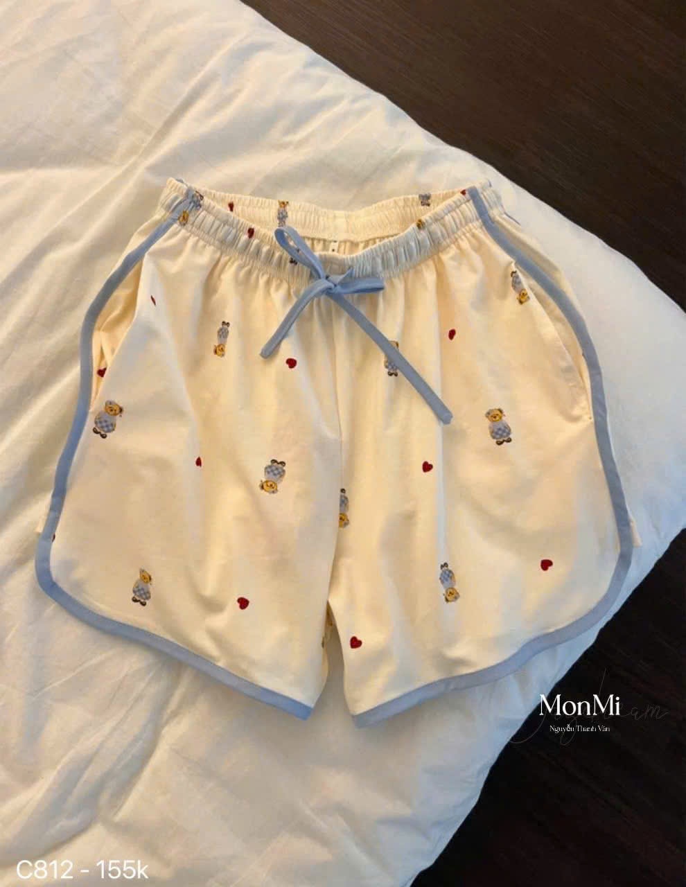 A295 - (GOM) SET BỘ BA LỖ VIỀN XANH TEDDY CHỮ ĐỎ