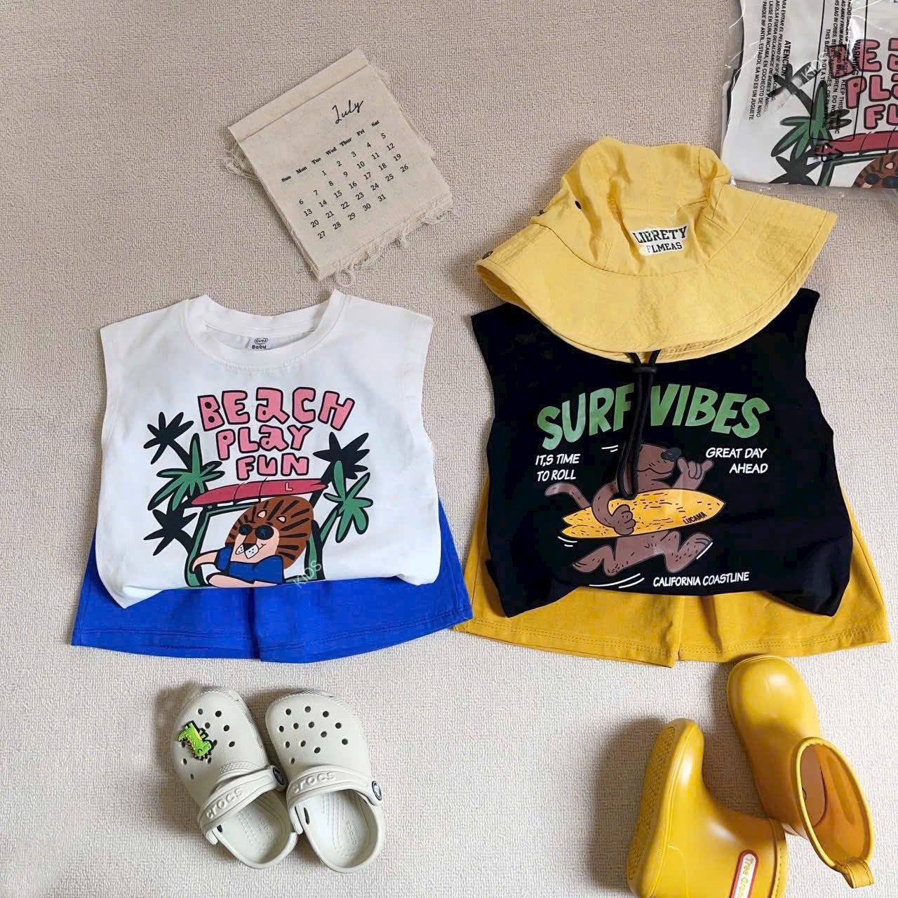 B894 - SET 2 BỘ BA LỖ BEACH TRẮNG XANH ĐEN VÀNG