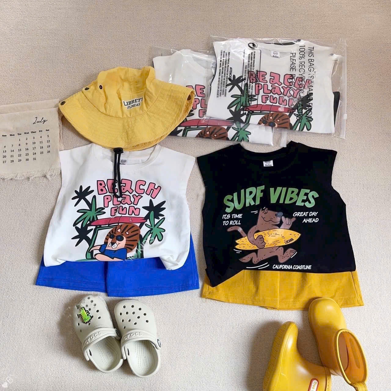 B894 - SET 2 BỘ BA LỖ BEACH TRẮNG XANH ĐEN VÀNG