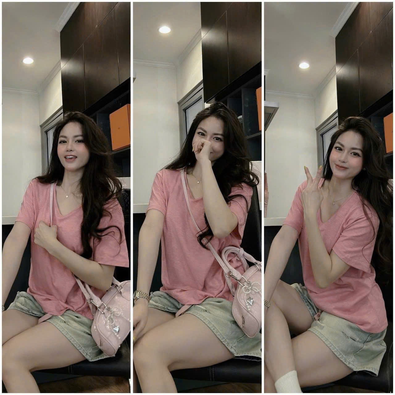 B146 - SET ÁO PHÔNG HỒNG+ QUẦN NGỐ JEAN
