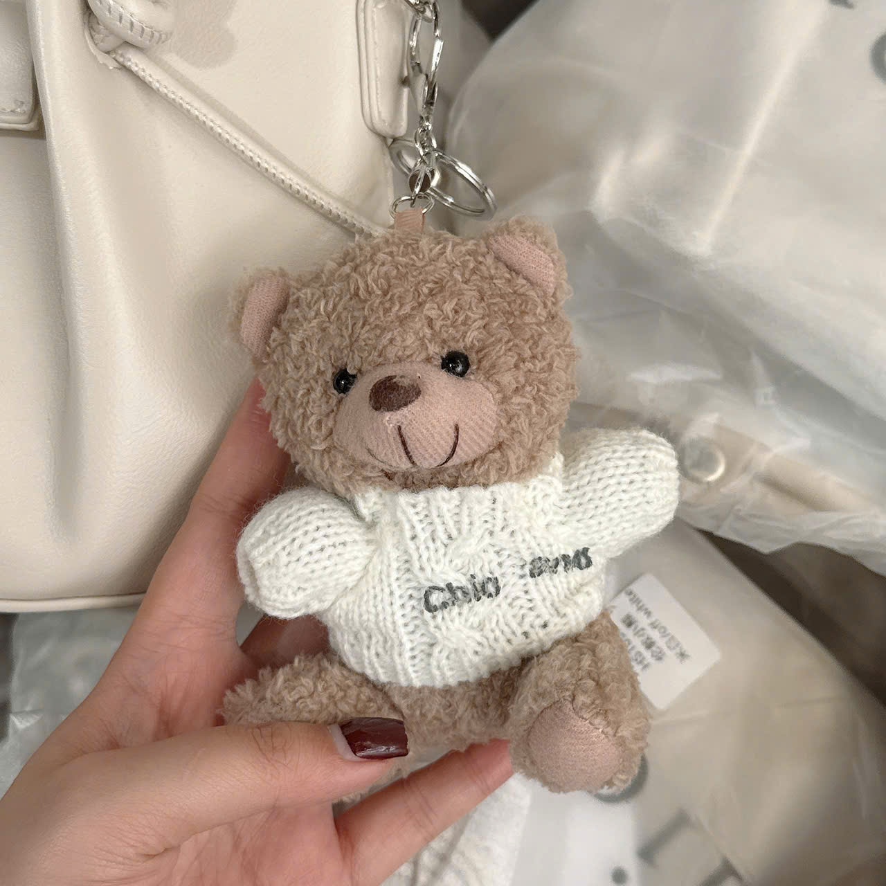 A573 - TÚI XÁCH CHIO TRẮNG KEM SIZE 17CM