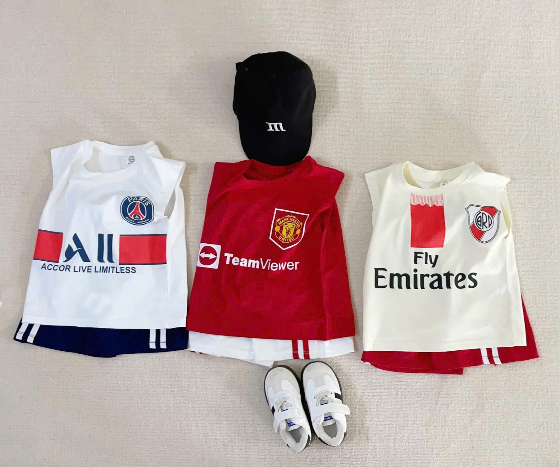 A226 -(GOM) SET 3 BỘ PARIS SG, MU , RIVER PLATE BE TRẮNG ĐỎ