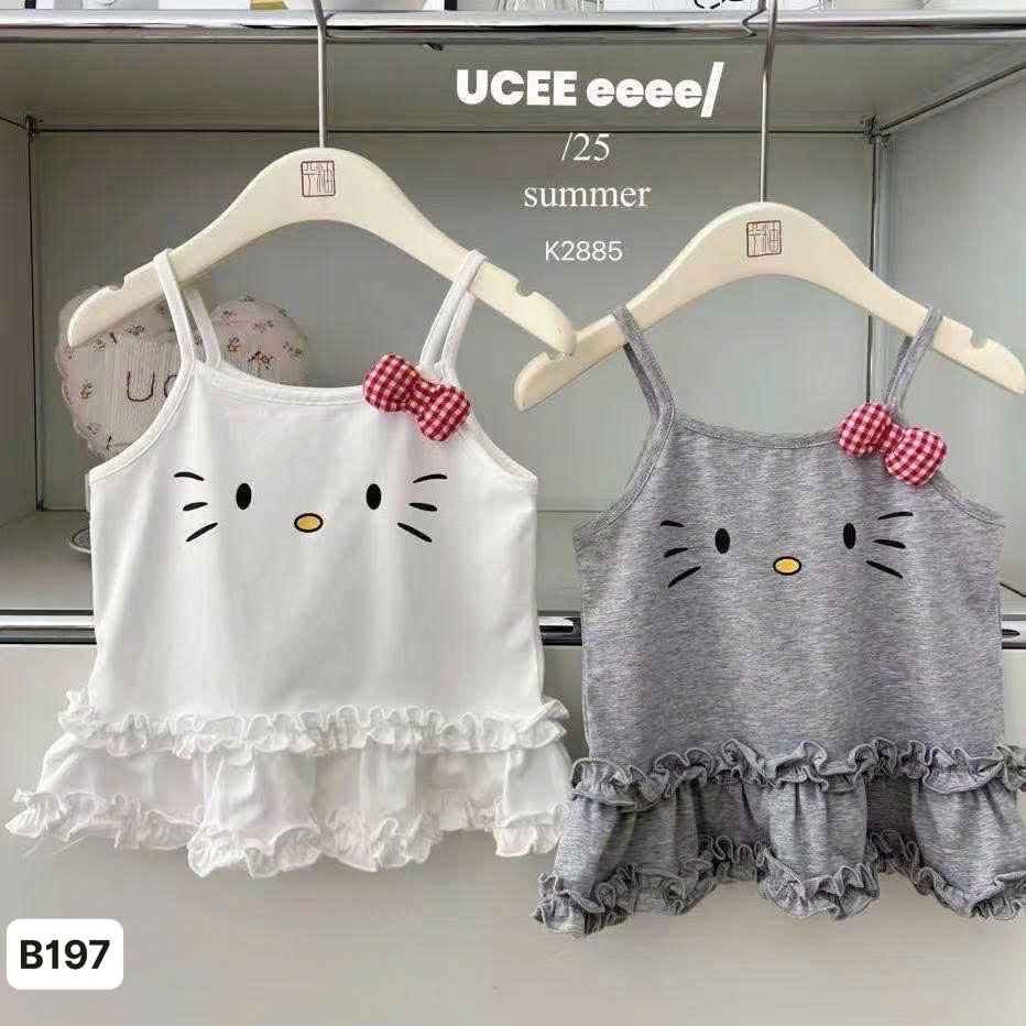 A710 - (GOM)SET 2 VÁY 2 DÂY KITTY TRẮNG GHI