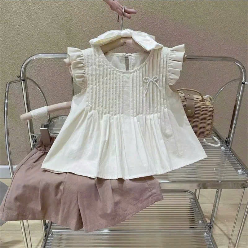 A675 - SET ÁO CÁNH TIÊN XẾP LY NGỰC QUẦN SHORT NÂU TÂY