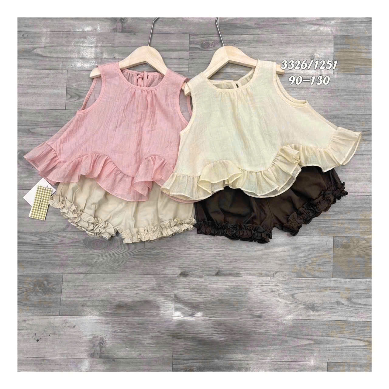 B115 - SET TƠ ĐŨI SÁT NÁCH BE HỒNG QUẦN BO GẤU