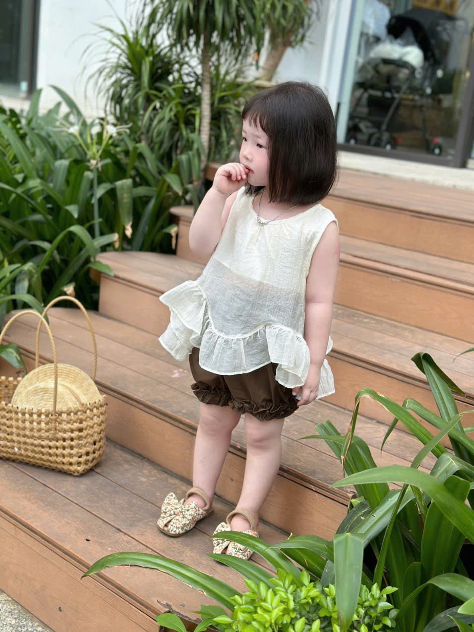 B115 - SET TƠ ĐŨI SÁT NÁCH BE HỒNG QUẦN BO GẤU