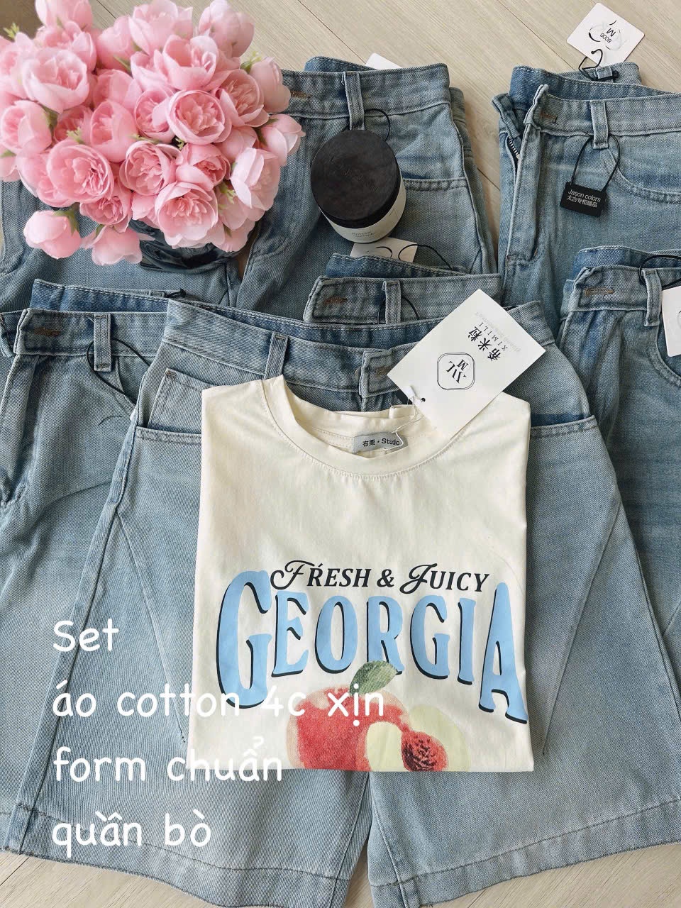 A497 - (GOM) SET ÁO GEORGIA QUẦN JEAN NGỐ
