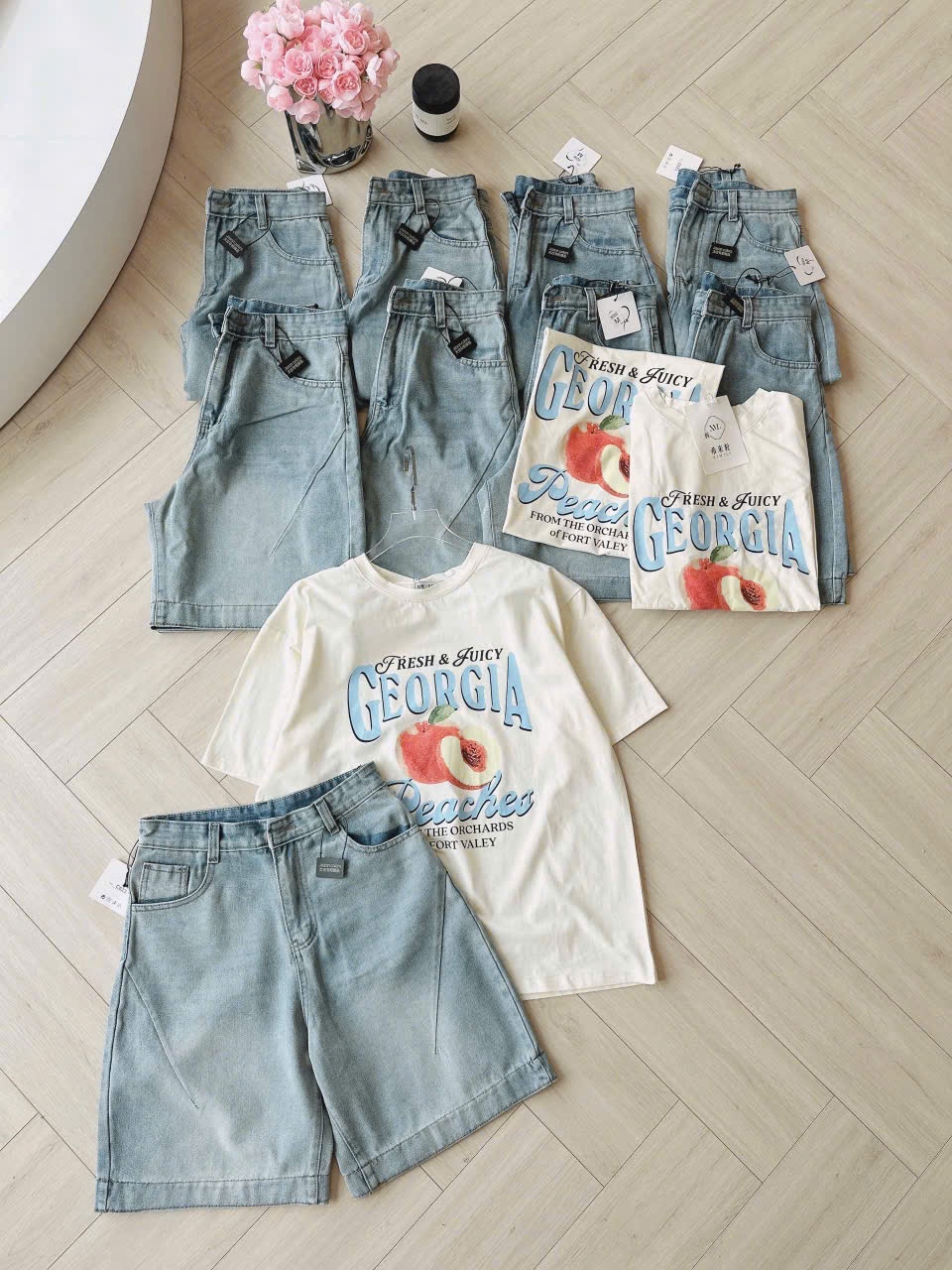 A497 - (GOM) SET ÁO GEORGIA QUẦN JEAN NGỐ