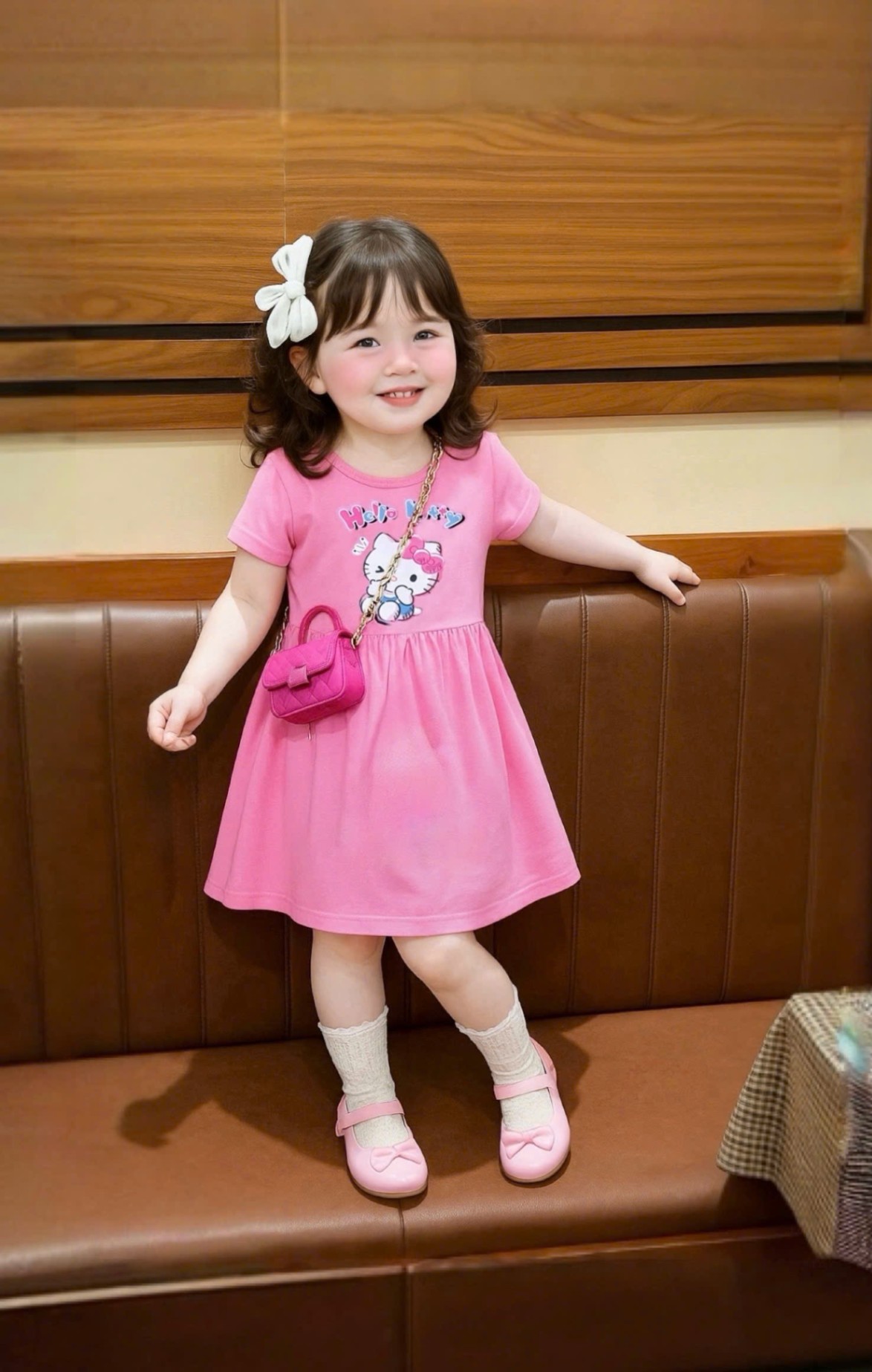 B639 - SET 2 VÁY HỒNG KITTY CỘC TAY