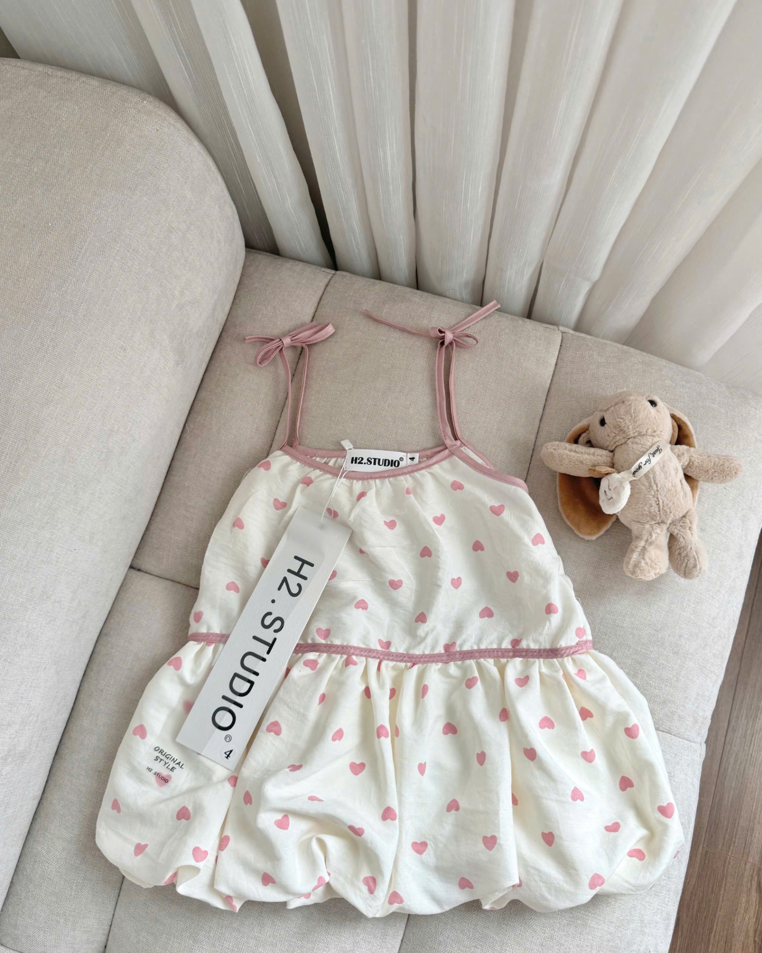 C349 - SET 2 VÁY BÍ BỒNG TRÁI TIM NƠ HỒNG TRẮNG