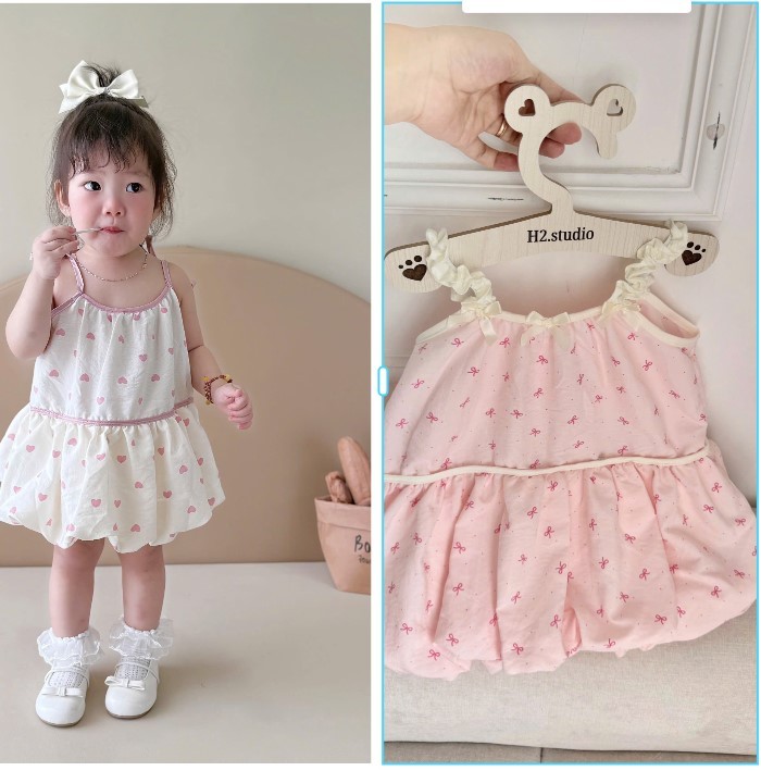 C349 - SET 2 VÁY BÍ BỒNG TRÁI TIM NƠ HỒNG TRẮNG