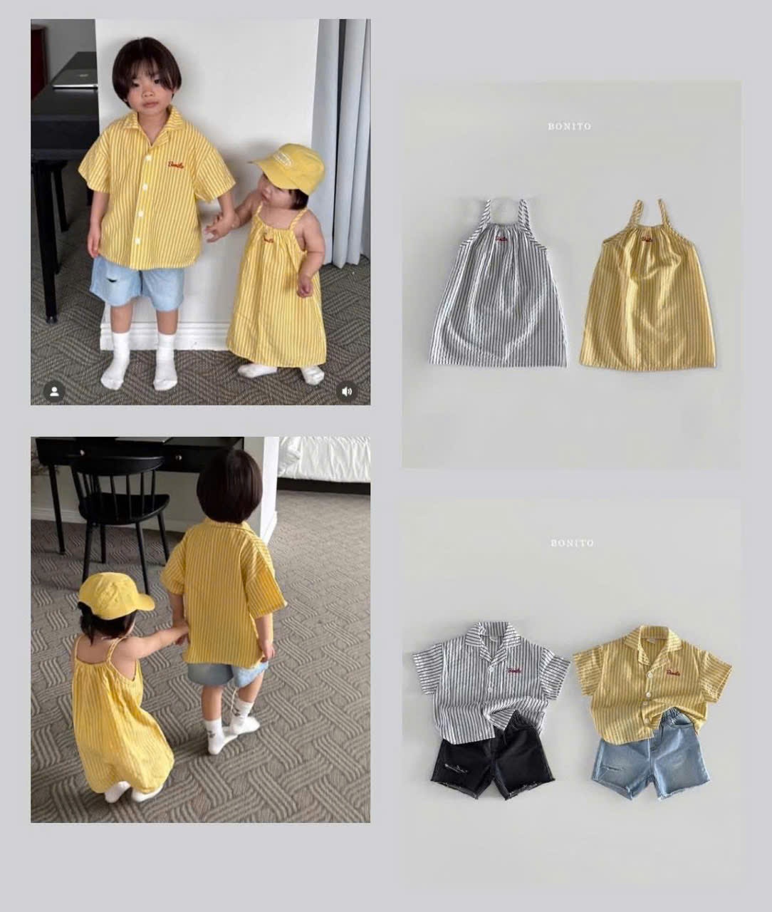 A884 -(GOM) SET VÁY BG BỘ BÉ TRAI SỌC VÀNG