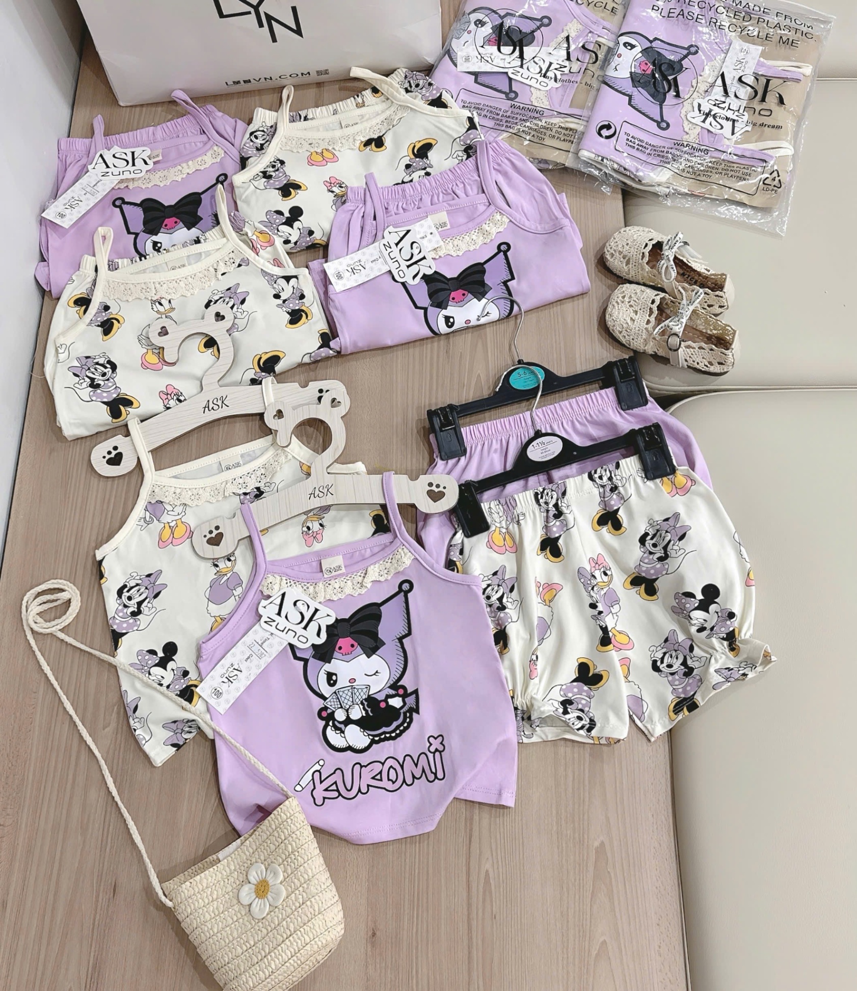A614 - SET 2 BỘ 2 DÂY TÍM BE KUROMI