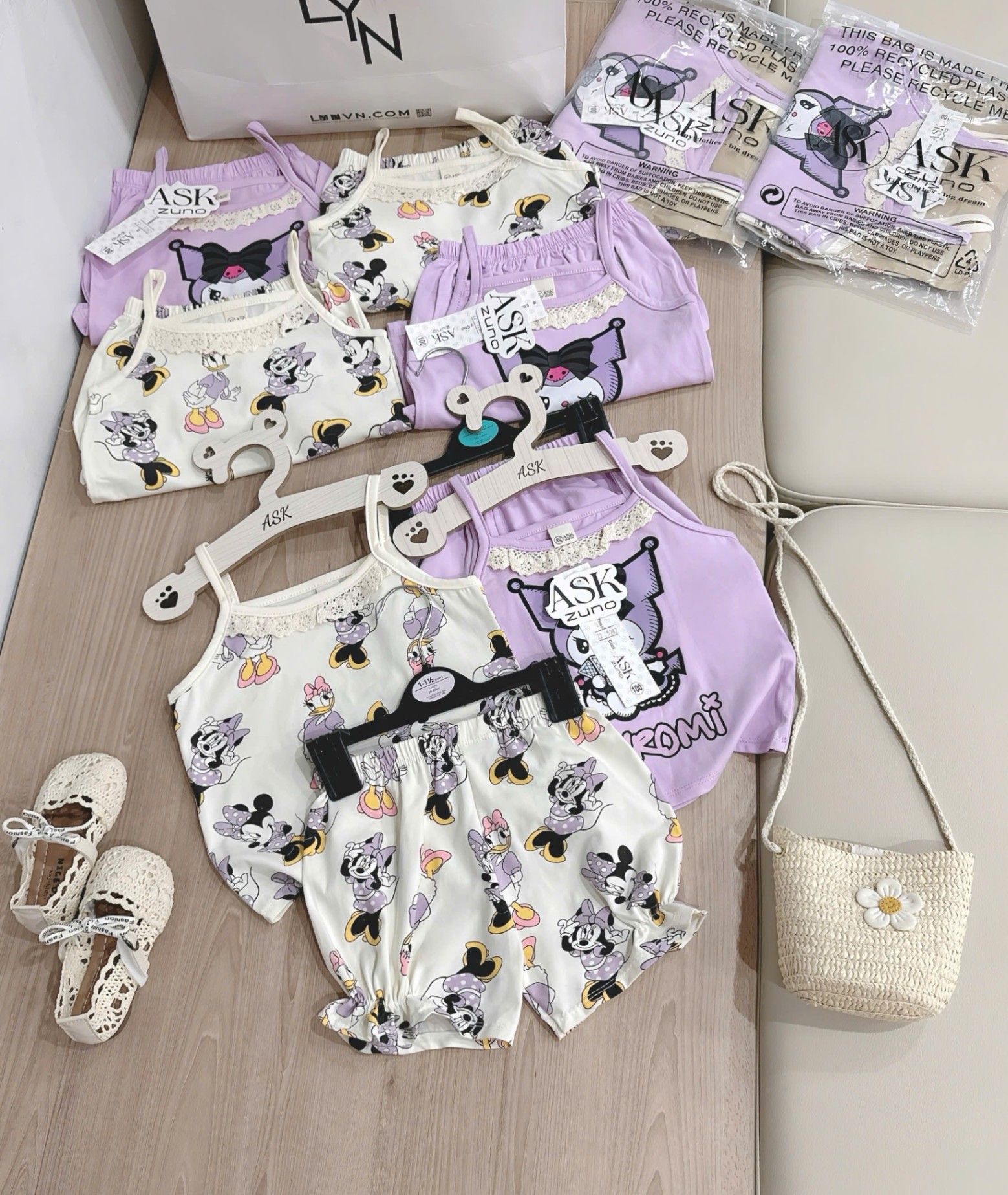 A614 - SET 2 BỘ 2 DÂY TÍM BE KUROMI
