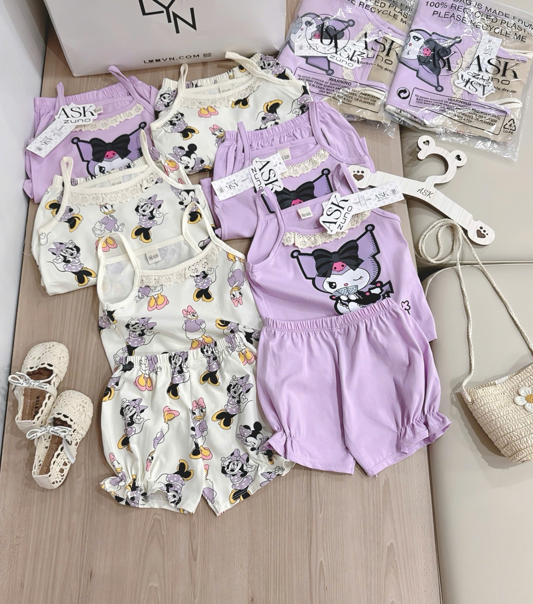 A614 - SET 2 BỘ 2 DÂY TÍM BE KUROMI