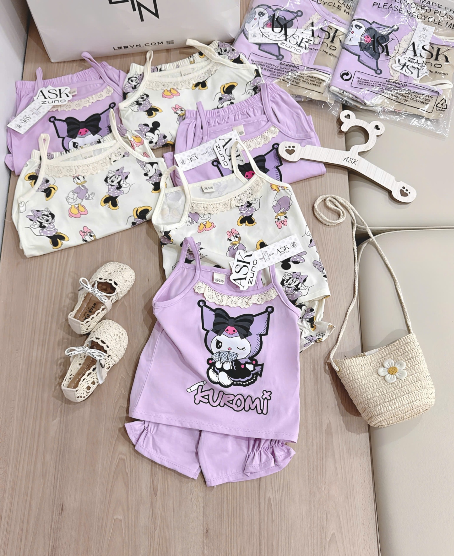 A614 - SET 2 BỘ 2 DÂY TÍM BE KUROMI