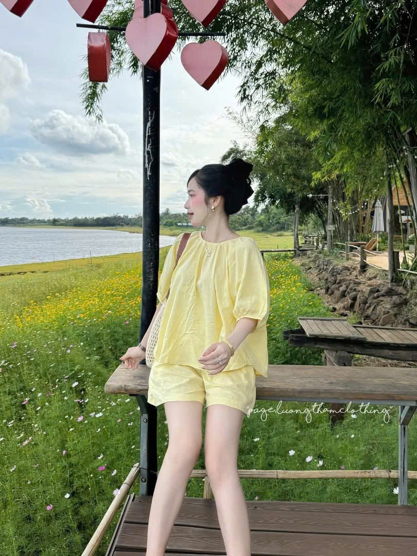 B277 - SET BABYDOLL VÀNG TAY LỬNG