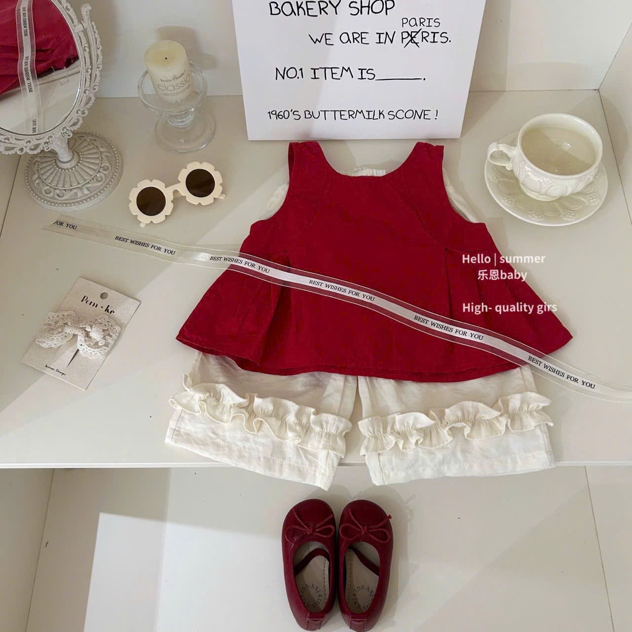 A449 - SET ÁO NƠ ĐỎ QUẦN BE