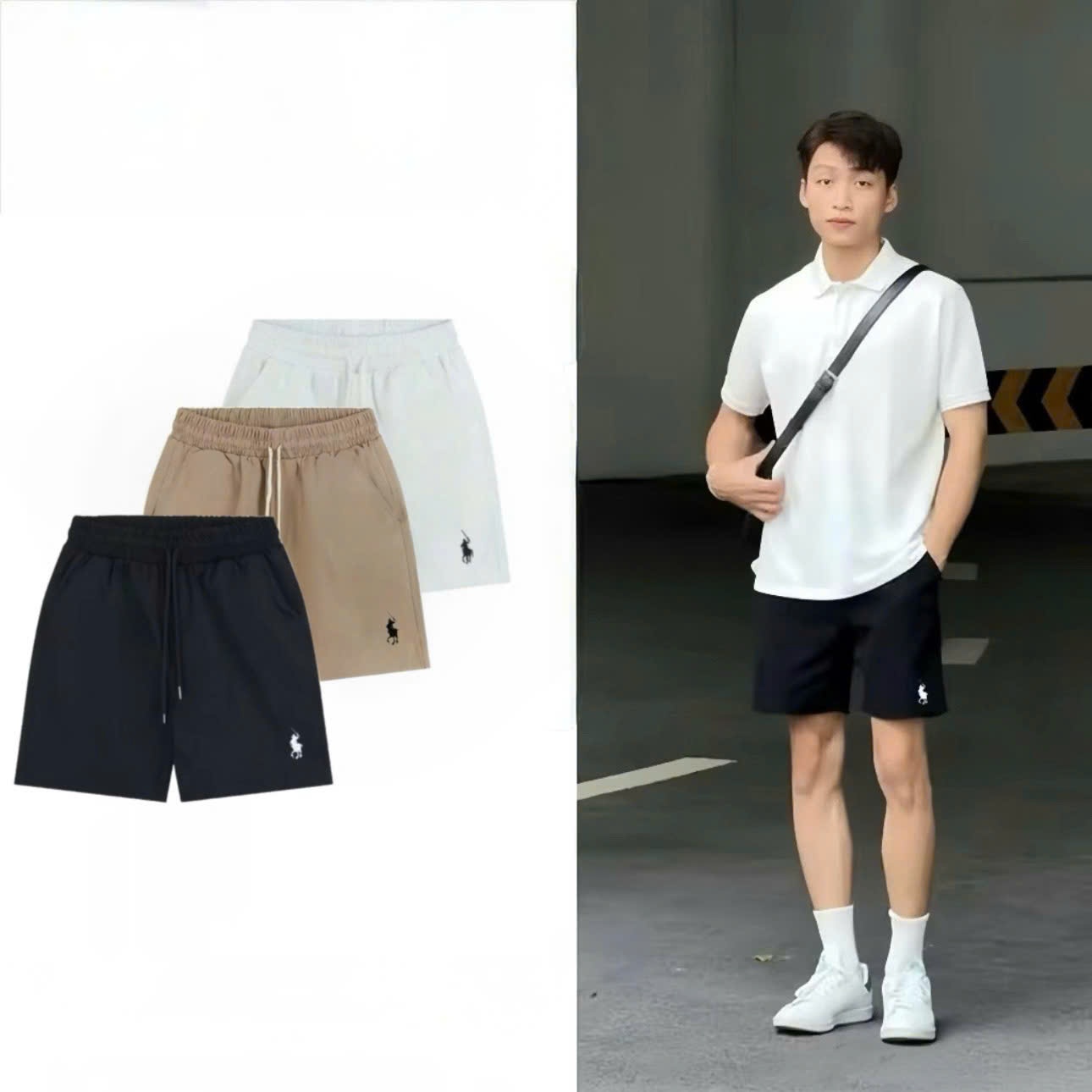 B650 - (GOM)SET 3 QUẦN SHORT NAM TỔ ONG TRẮNG ĐEN NÂU