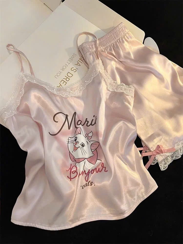 B368 - SET BỘ LỤA 2 DÂY MÈO MARIE HỒNG