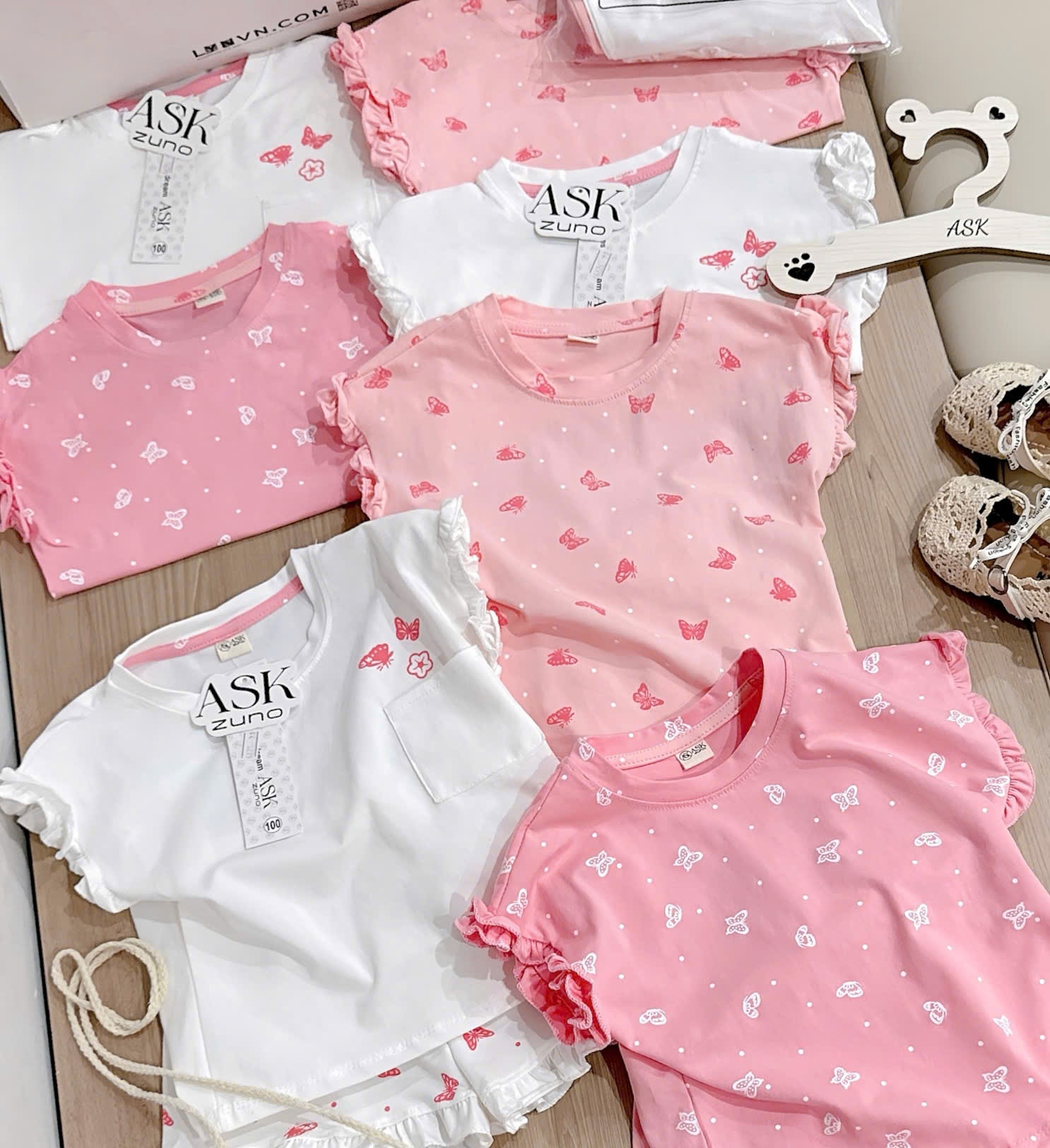 B379 - SET 3 BỘ BƯỚM HỒNG SÁT NÁCH BÈO