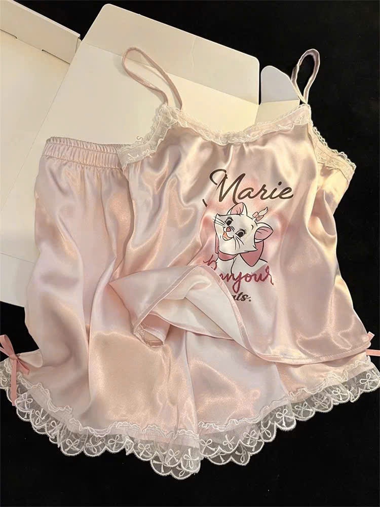 B368 - SET BỘ LỤA 2 DÂY MÈO MARIE HỒNG