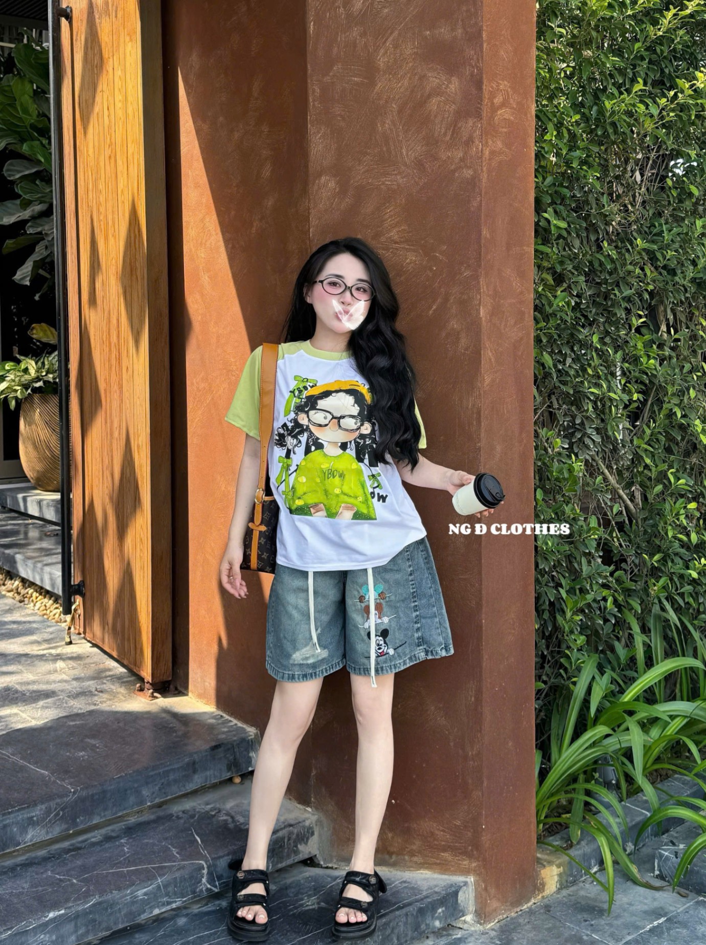 B257 -(GOM) SET BỘ CÔ GÁI MẶC ÁO XANH VAI PHỐI QUẦN JEAN