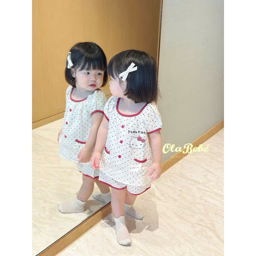 XẢ B949 - SET ĐÔI MẸ CON TRẮNG CHẤM BI DỎ