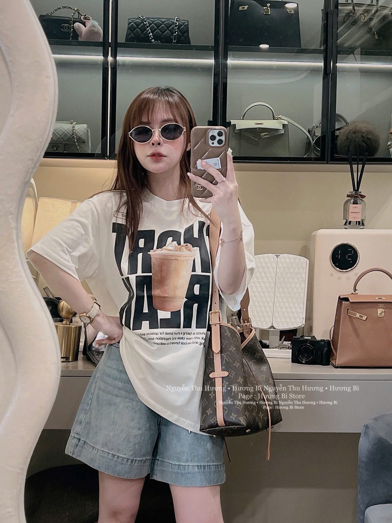 B155 -(GOM) SET ÁO PHÔNG TRẮNG CHỮ SHORT QUẦN JEAN