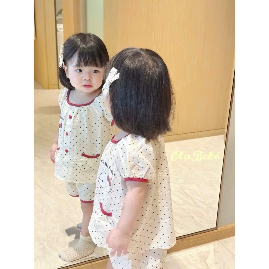 XẢ B949 - SET ĐÔI MẸ CON TRẮNG CHẤM BI DỎ