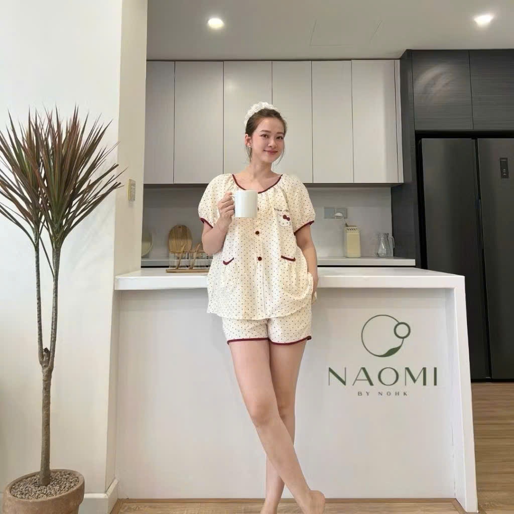 XẢ B949 - SET ĐÔI MẸ CON TRẮNG CHẤM BI DỎ