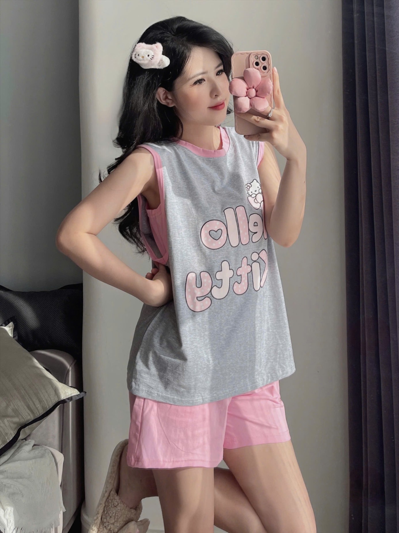 A634 - SET BỘ SÁT NÁCH CHỮ HELLO KITTY VIỀN