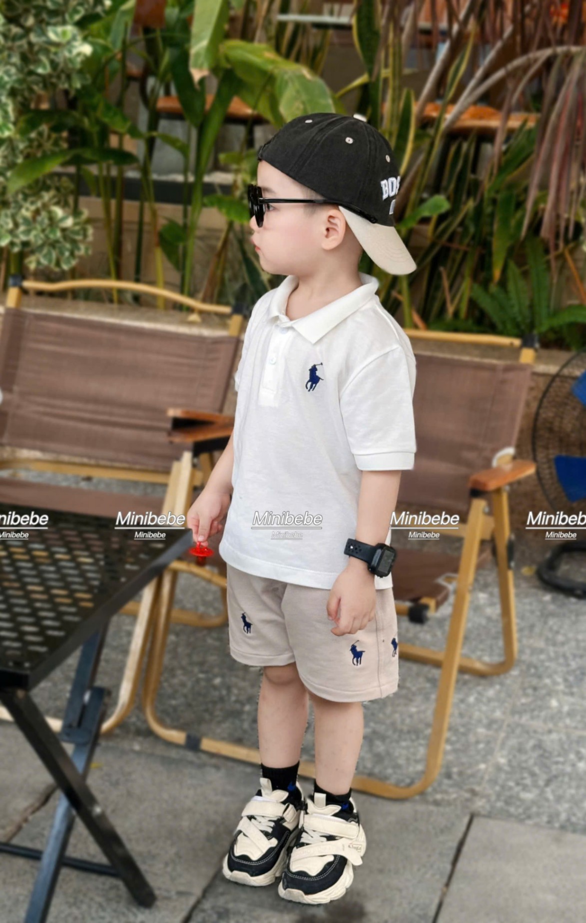 C168 - SET ÁO POLO TRẮNG QUẦN BE THÊU NGỰA