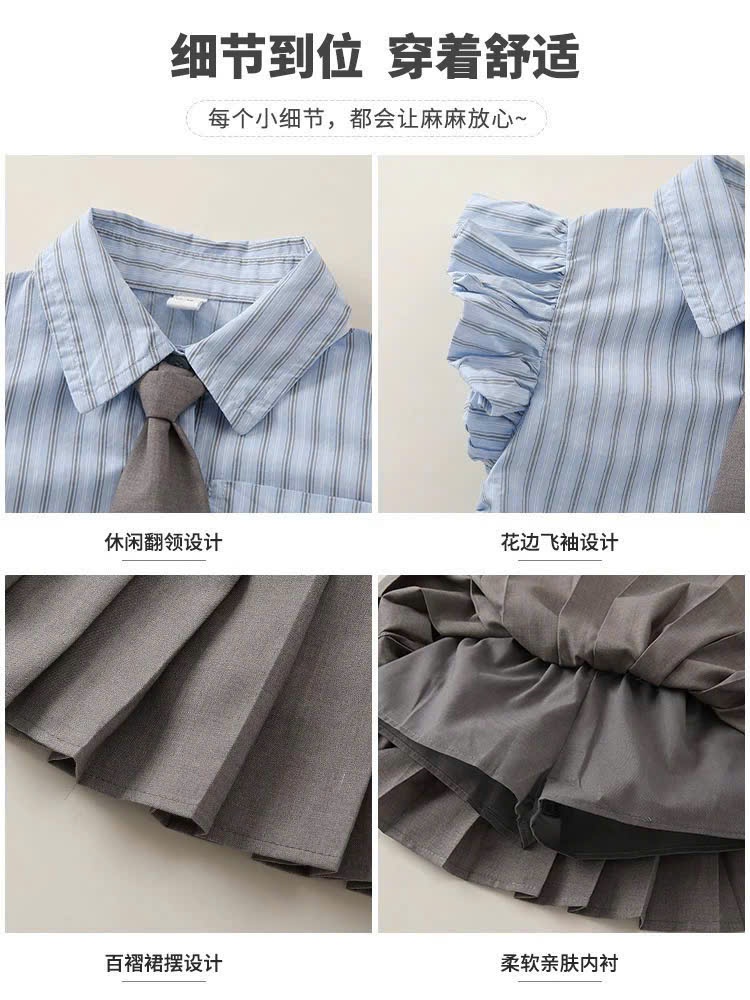 C92 - SET ÁO SƠ MI KẺ TAY BỒNG MIX CV KÈM CAVAT