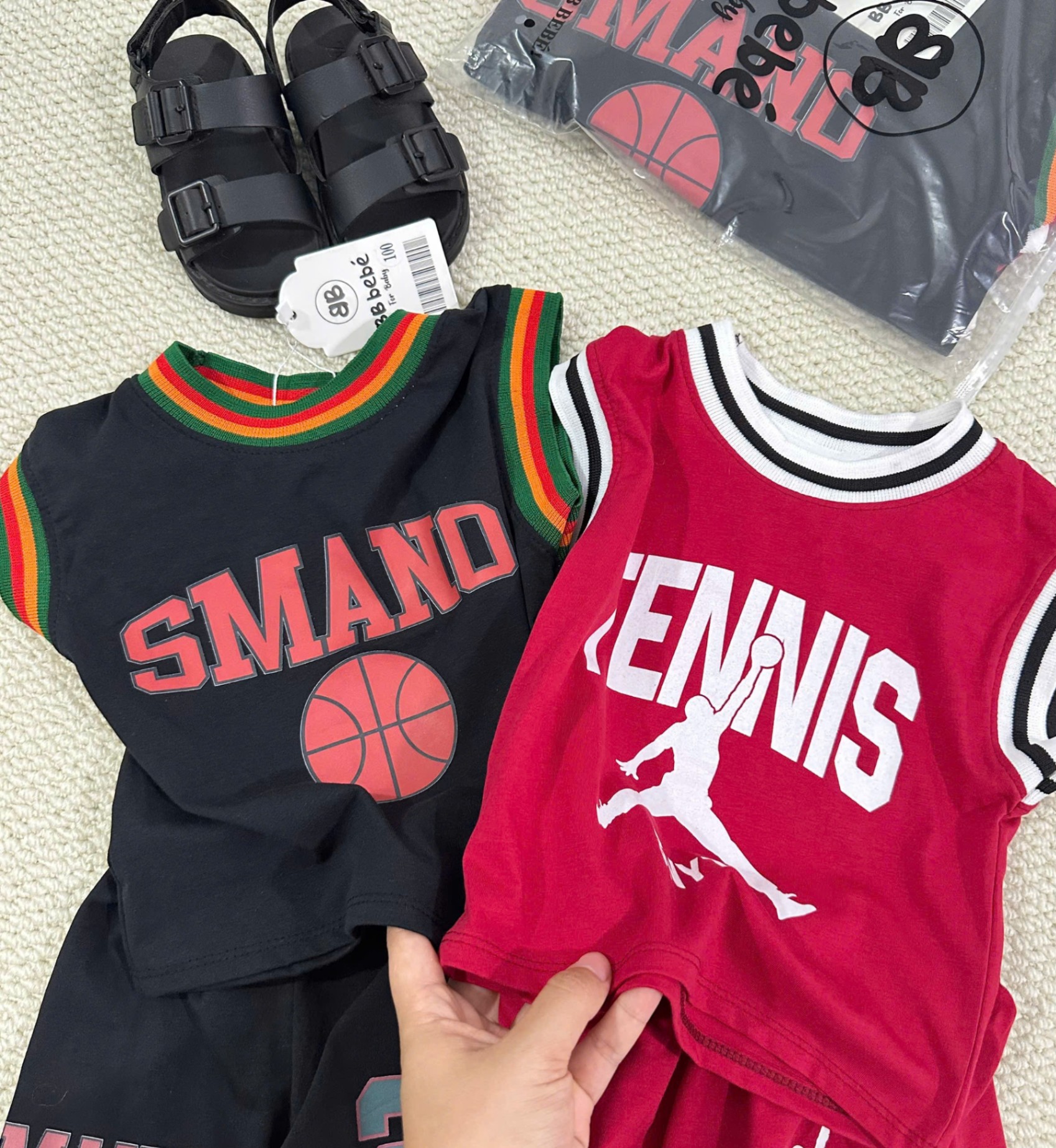 B341 - SET 2 BỘ SMANO ĐEN TENNIS ĐỎ