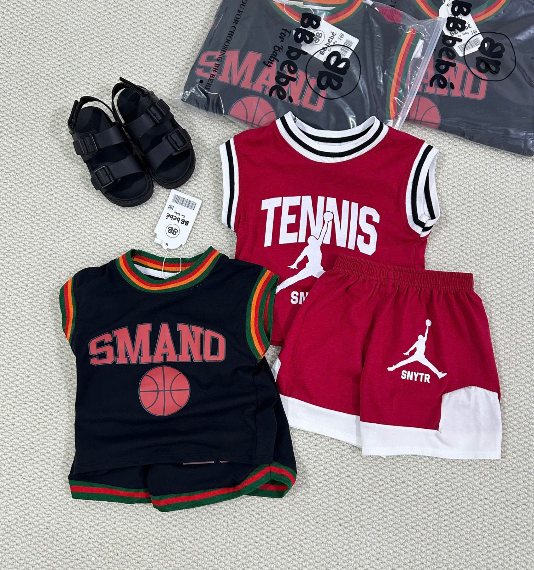 B341 - SET 2 BỘ SMANO ĐEN TENNIS ĐỎ
