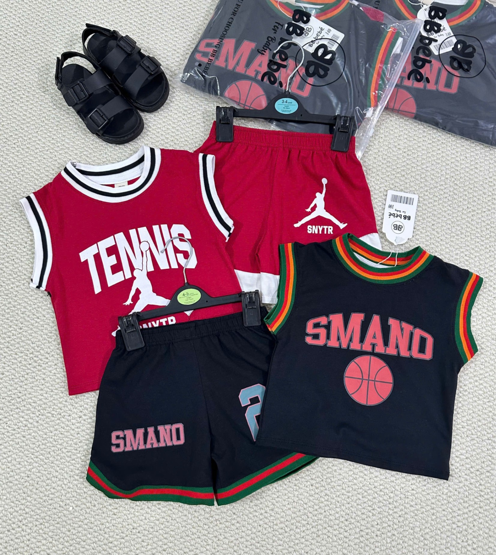 B341 - SET 2 BỘ SMANO ĐEN TENNIS ĐỎ