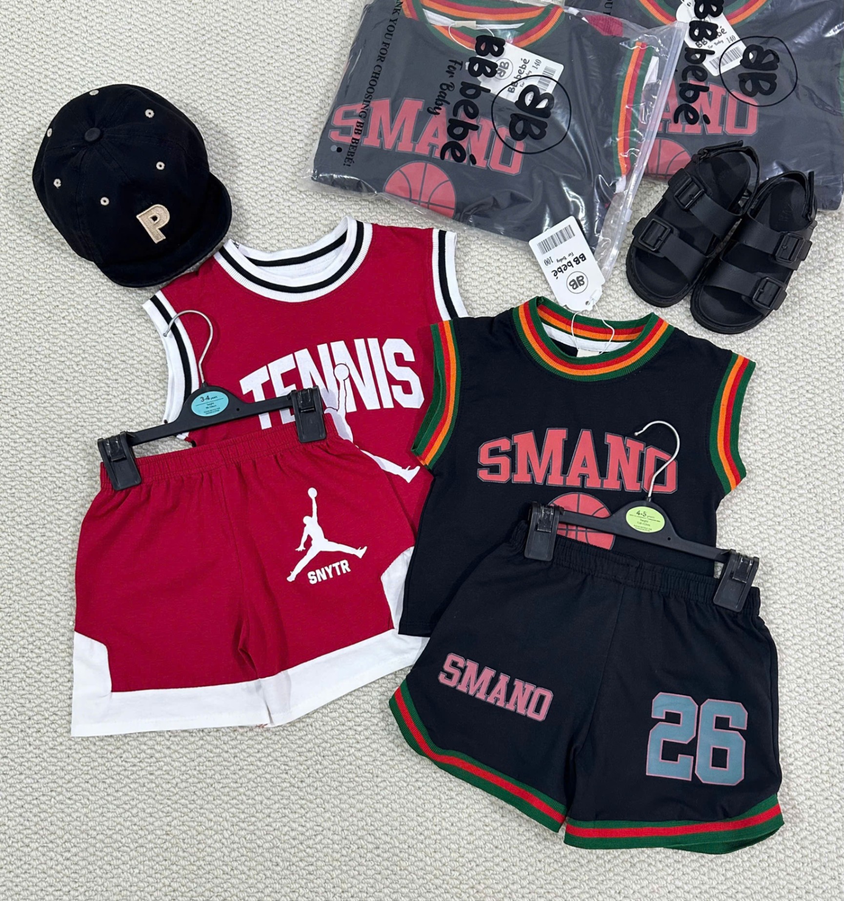 B341 - SET 2 BỘ SMANO ĐEN TENNIS ĐỎ