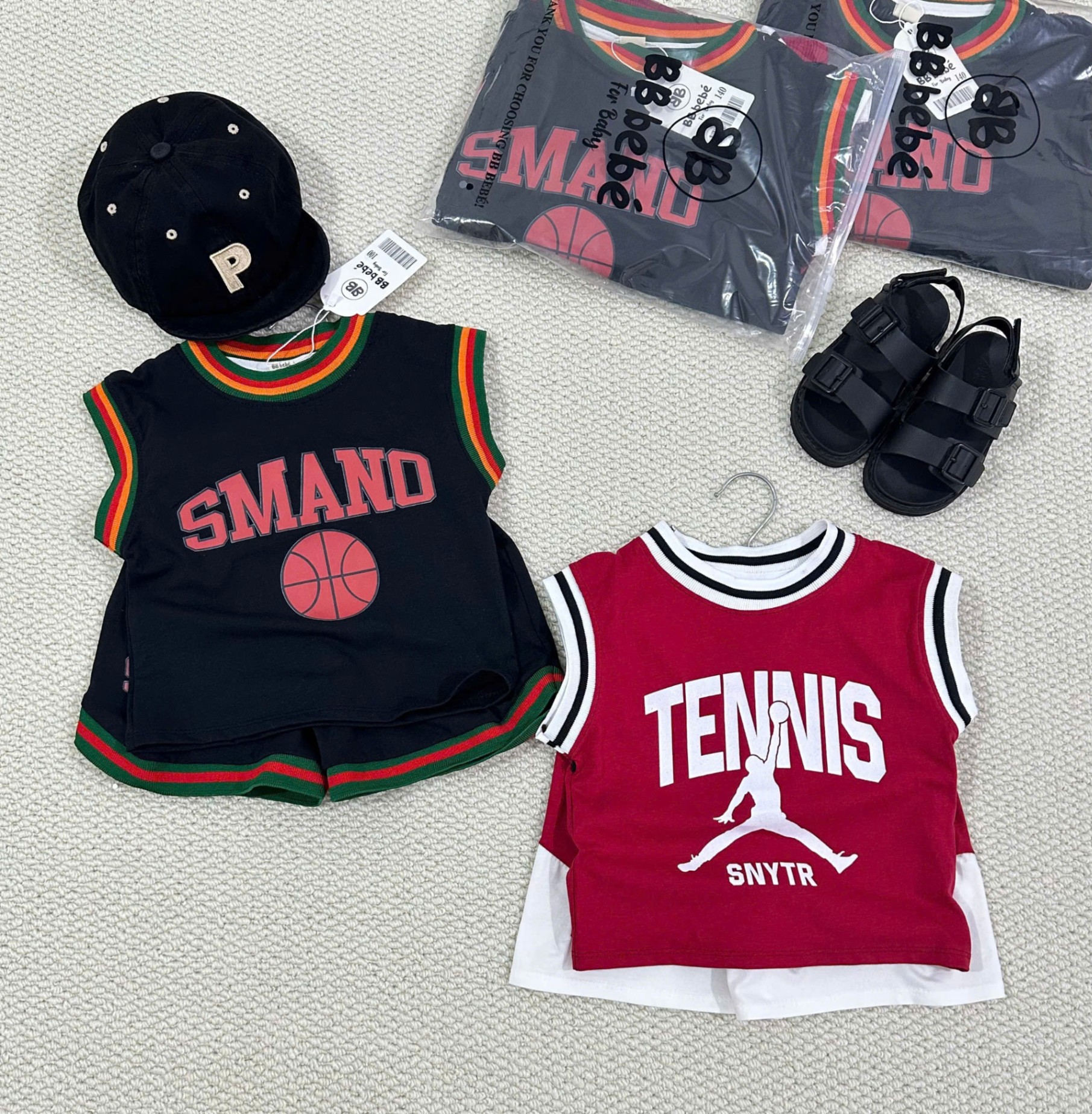 B341 - SET 2 BỘ SMANO ĐEN TENNIS ĐỎ