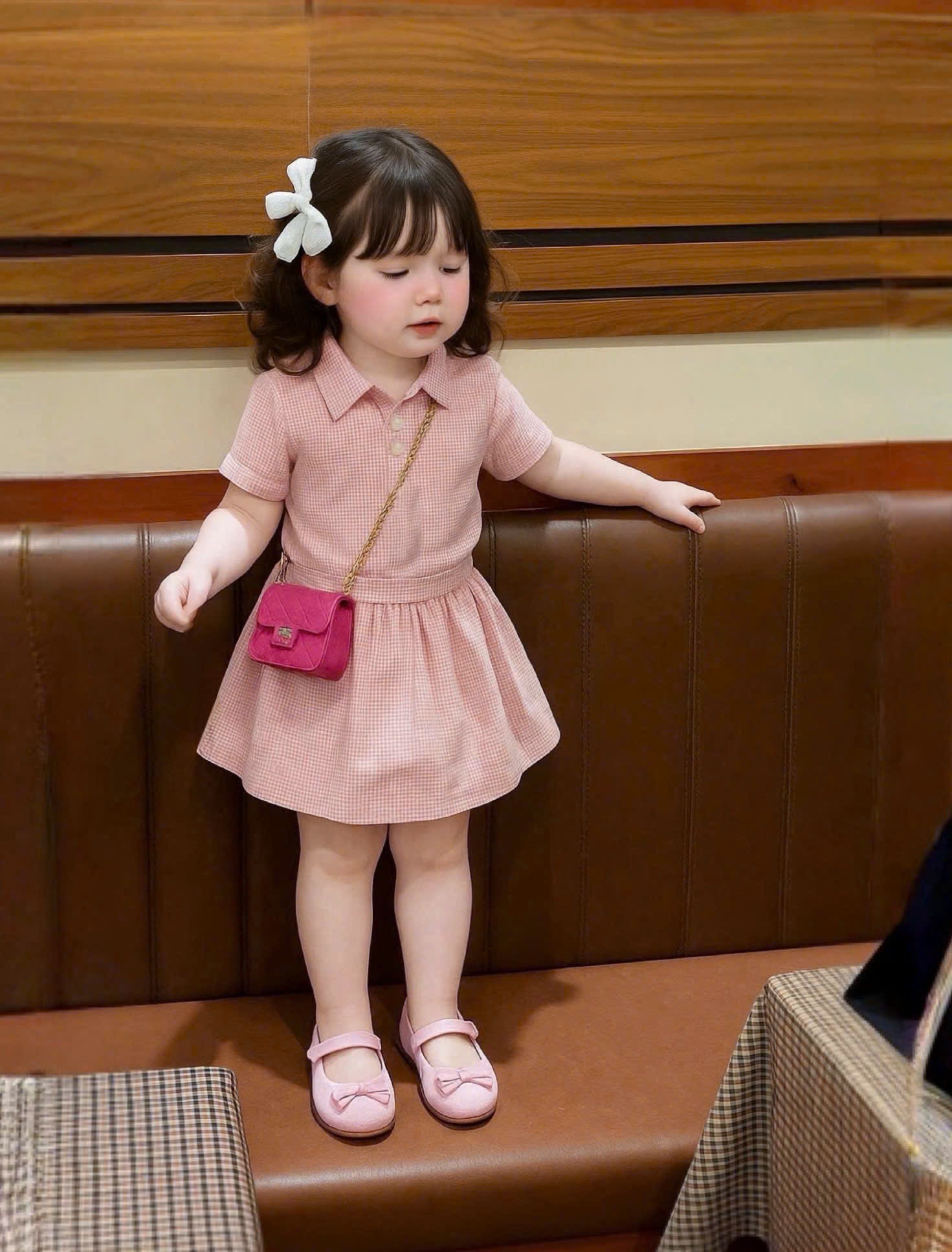 A275 - SET VÁY ÁO KẺ HỒNG GINGHAM