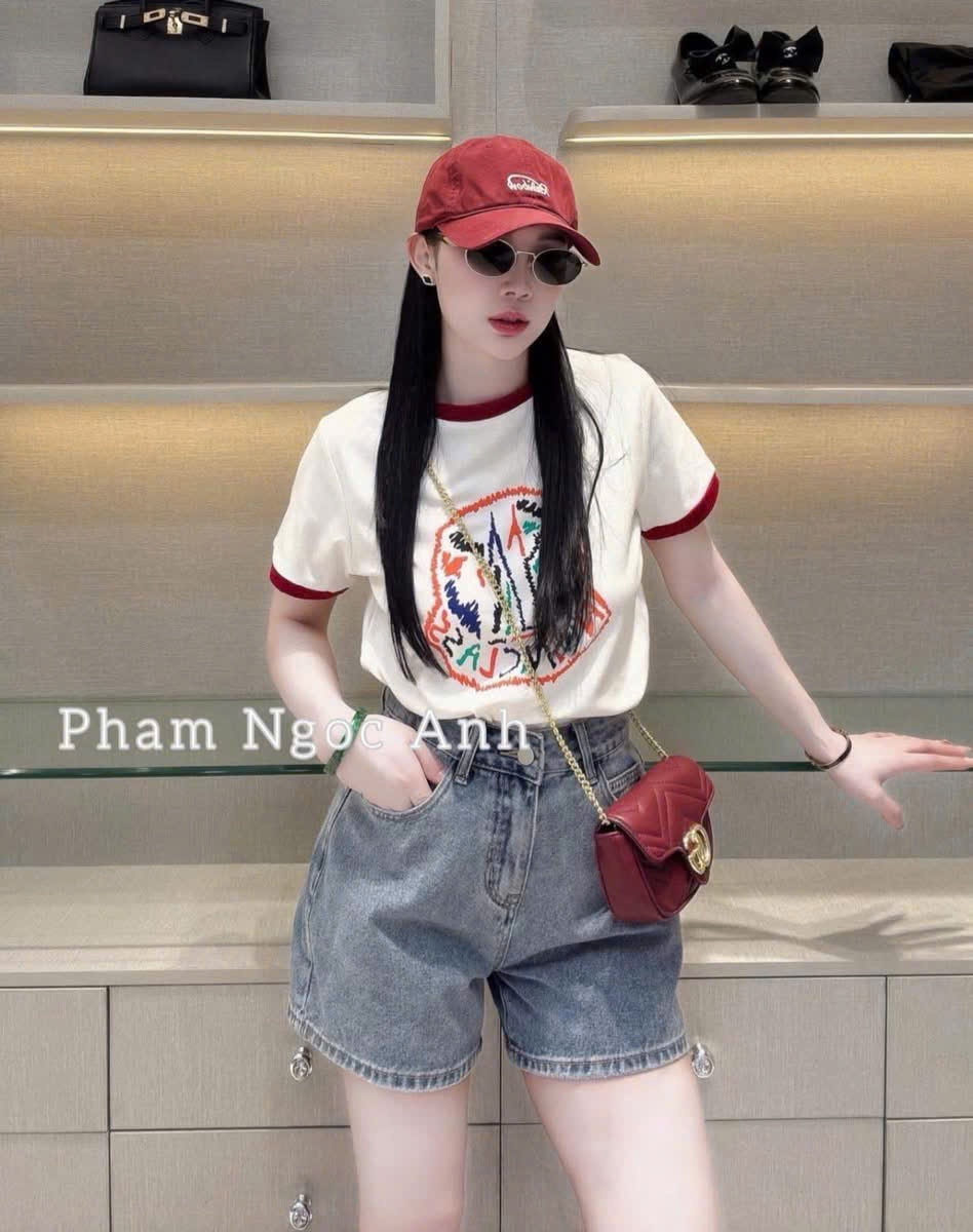 A725 -(GOM) SET ÁO CHỮ LOANG SẮC MÀU QUẦN JEAN
