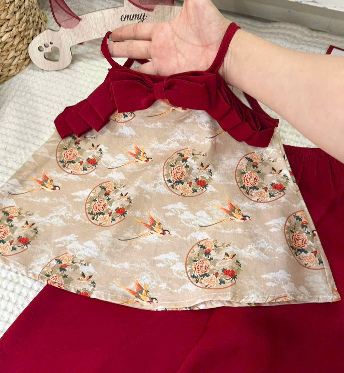 C303 - SET LỤA 2 DÂY NƠ NGỰC QUẦN ĐỎ