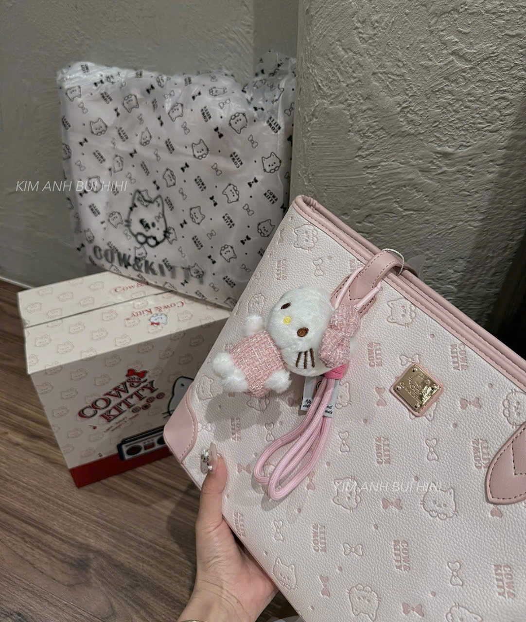 C78 - TÚI XÁCH KITTY PASTEL XANH HỒNG