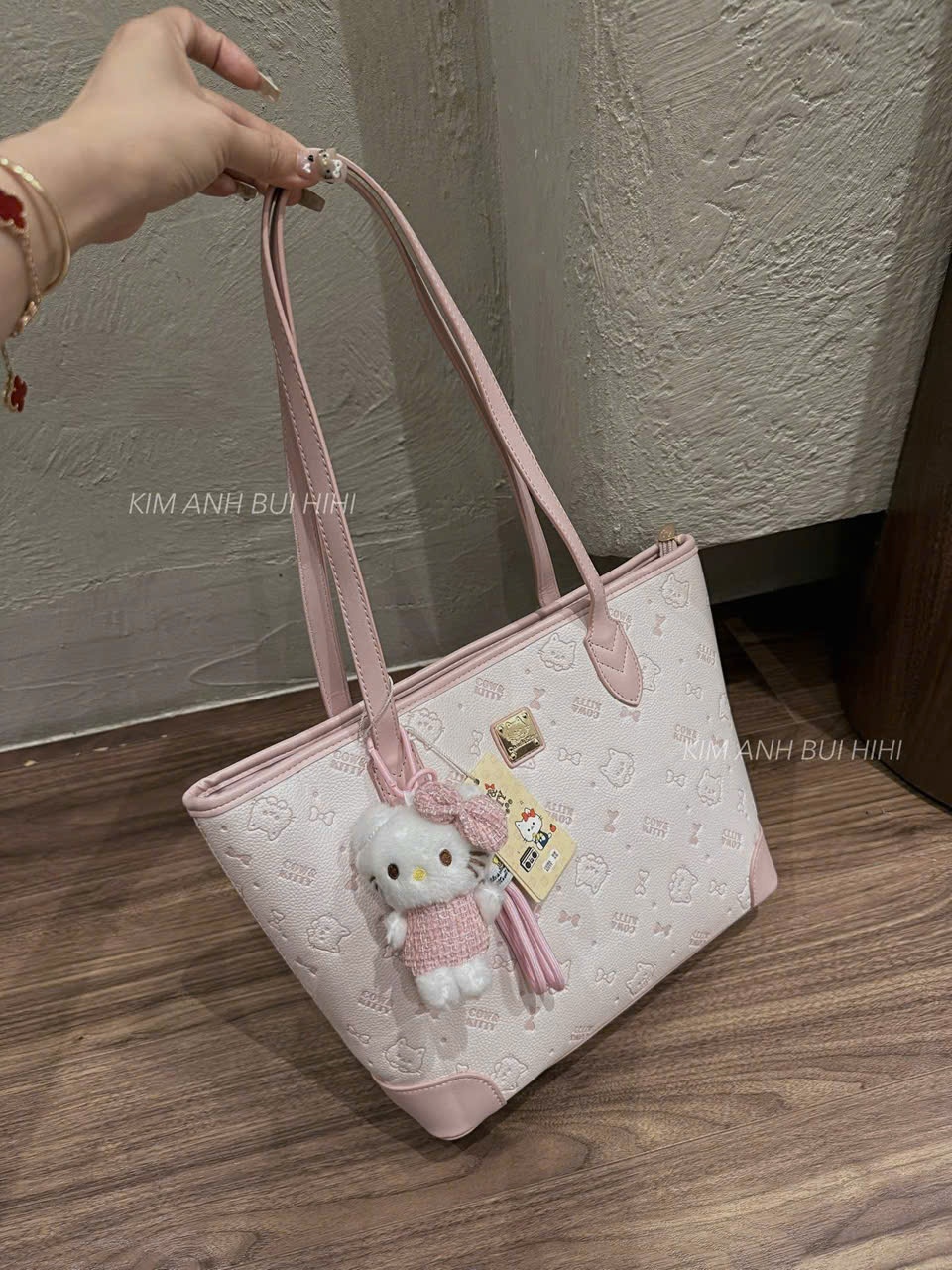 C78 - TÚI XÁCH KITTY PASTEL XANH HỒNG