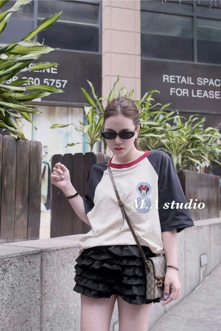 B465 - (GOM) ÁO PHÔNG MICKEY PHỐI TAY THAN KÈM MÓC TÚI