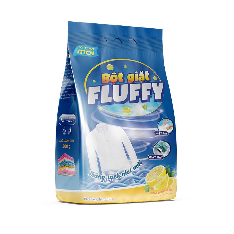 Bột giặt Fluffy hương chanh 300g (40 gói/thùng)