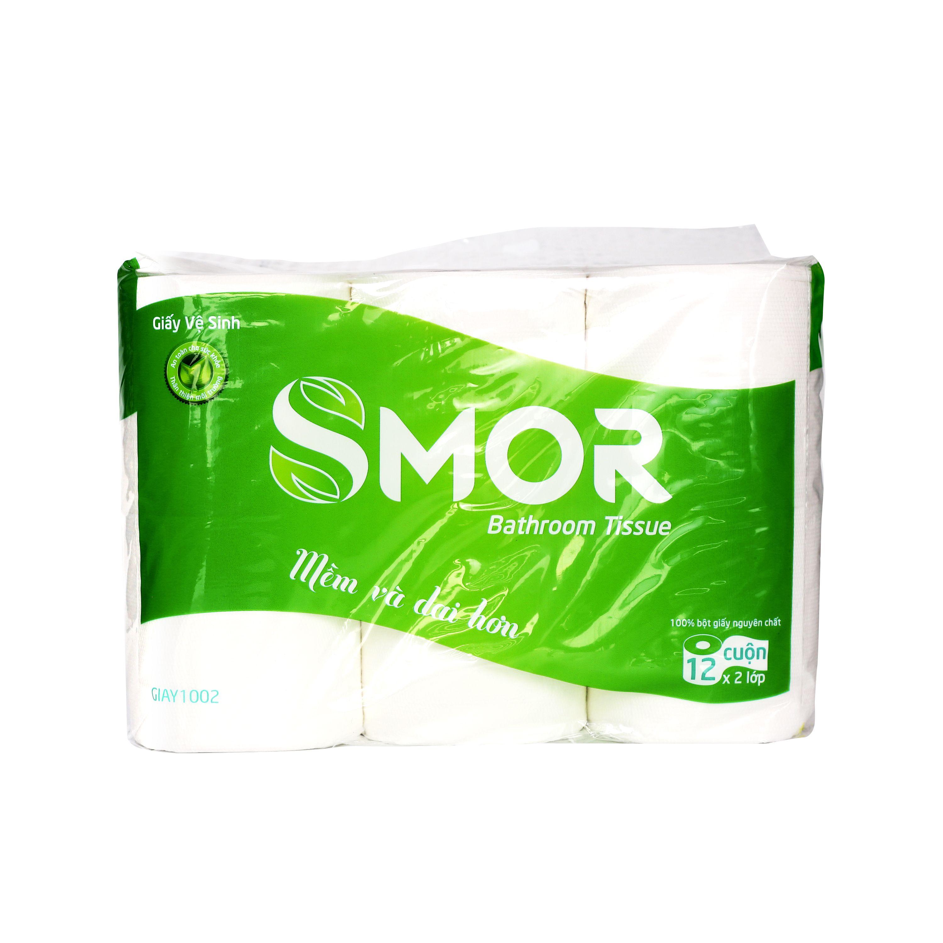 Giấy vệ sinh Smor túi 12 cuộn, 950g vuông (12 túi/bịch)