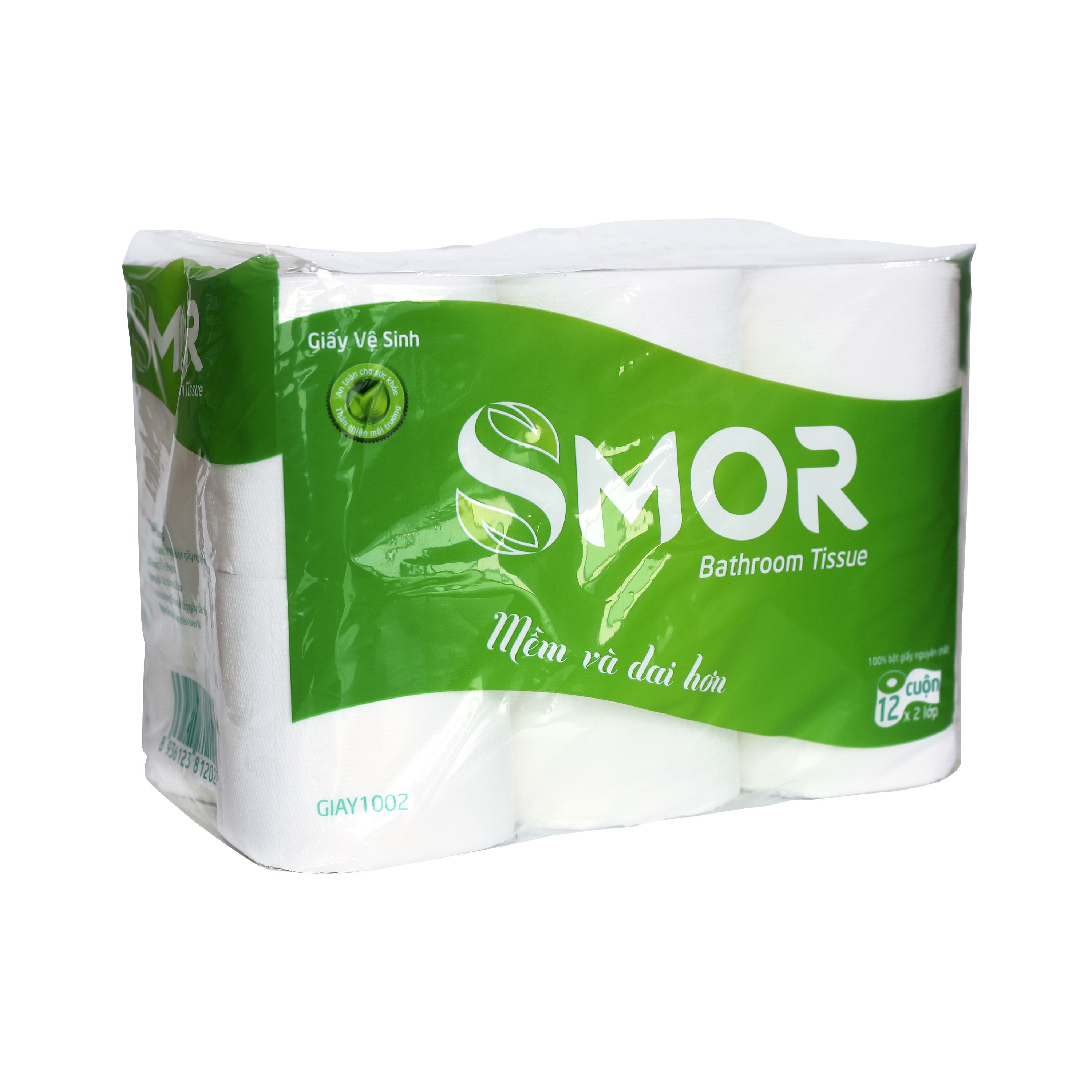 Giấy vệ sinh Smor túi 12 cuộn, 950g vuông (12 túi/bịch)